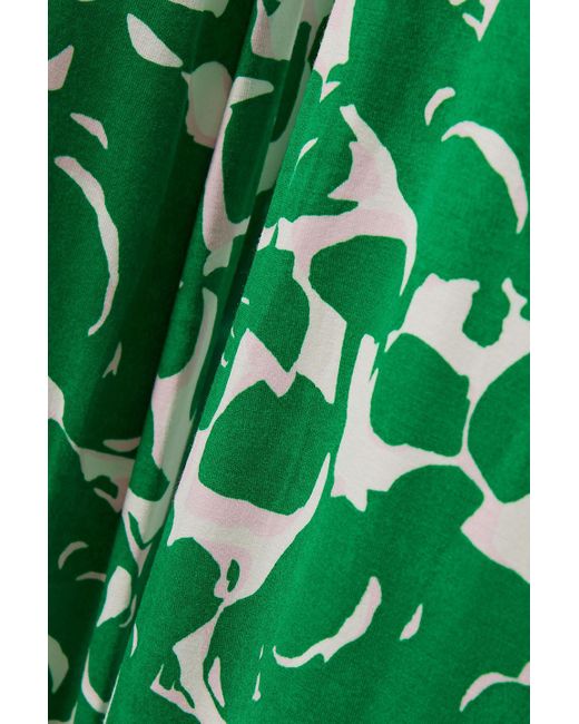 Diane von Furstenberg Green Schlaghose aus jersey mit blumenprint