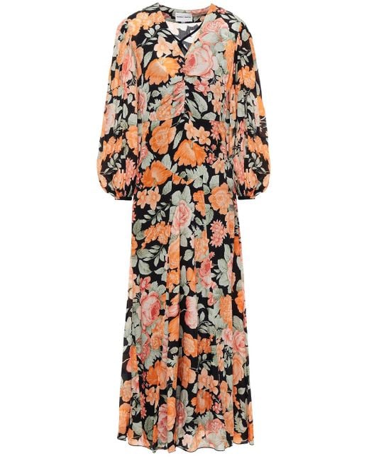 Antik Batik Camille Ruched Floral-print Crepe De Chine Maxi Dress in ...