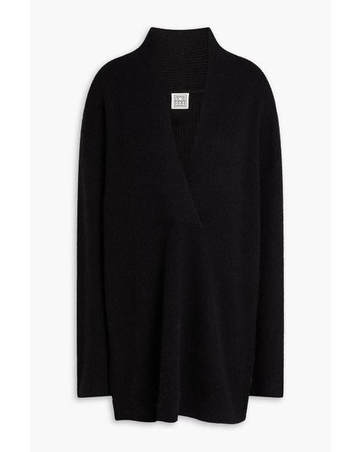 Totême  Black Ribbed Wool And Cashmere-Blend Sweater