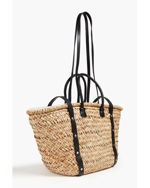 Claudie Pierlot Natural Apanier Studded Straw Tote