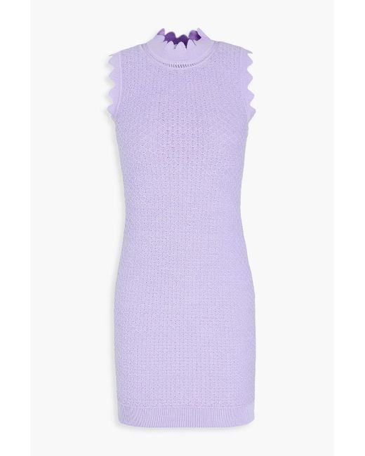 Victoria Beckham Purple Crochet-knit Cotton-blend Mini Dress