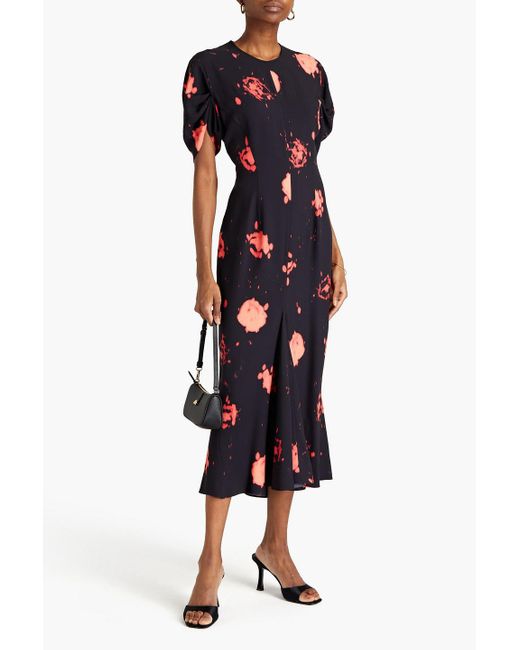 Marni Draped Floral-print Cady Midi 