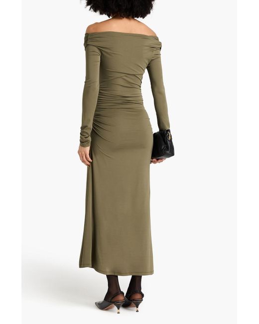 TOVE Green Off-the-shoulder Twisted Stretch-jersey Midi Dress