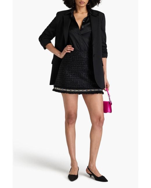 Versace Black Studded Tinsel-Tweed Mini Skirt