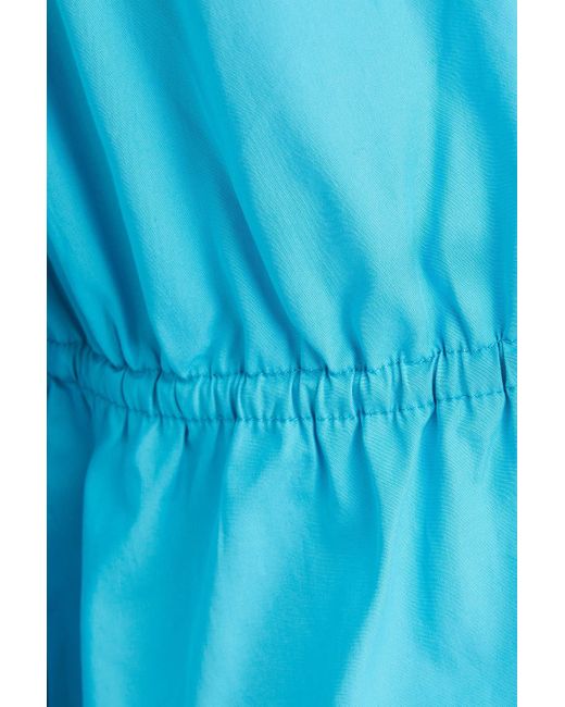 10 Crosby Derek Lam Blue Geraffte bluse aus baumwollpopeline