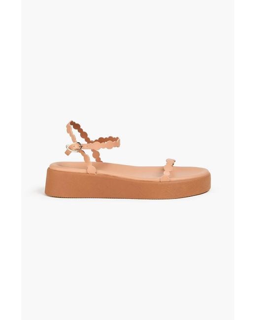 Ancient Greek Sandals Pink Toxo Leather Platform Sandals