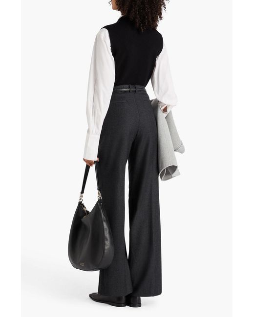 Theory Black Talbert Wool-flannel Wide-leg Pants