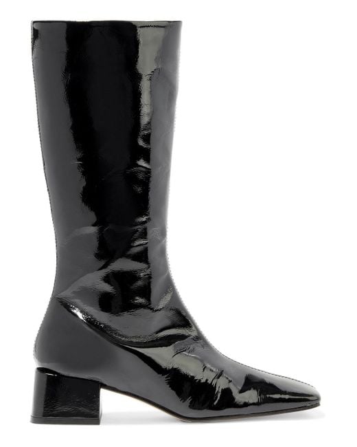 Miista Black Ember Crinkled Patent-leather Boots