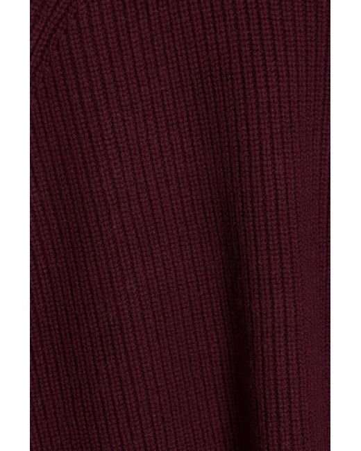 10 Crosby Derek Lam Red Marcia Printed Crepe-paneled Wool Sweater