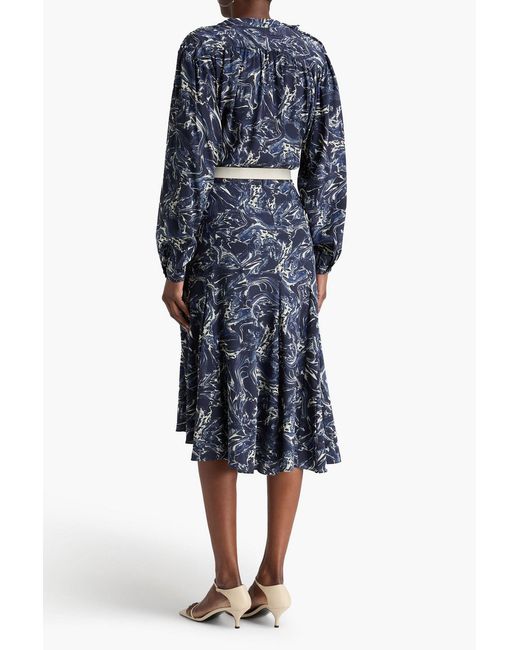 Isabel Marant Blue Tiphane Printed Silk Crepe De Chine Top