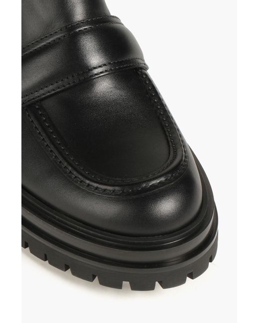 Gianvito Rossi Black Argo Leather Platform Loafers