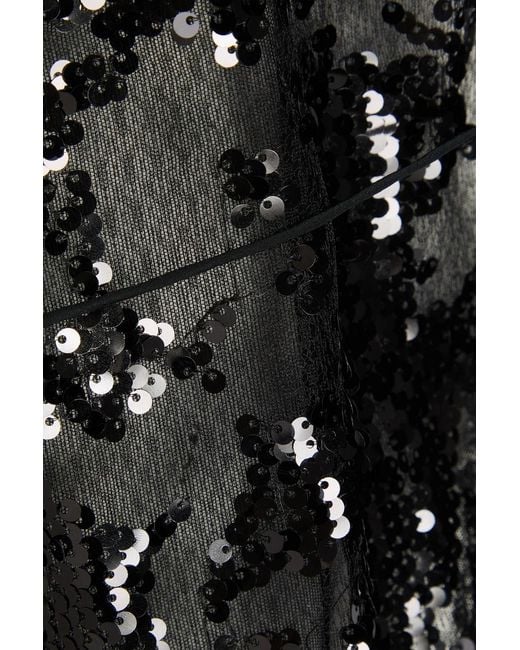 Victoria Beckham Black Sequin-Embellished Tulle Bodysuit
