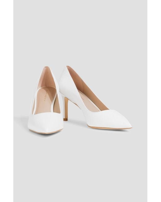 Stuart Weitzman White Leigh 75 Leather Pumps