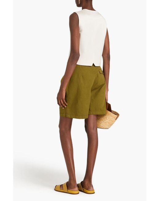 Mara Hoffman Green Milo Pleated Cotton-twill Shorts