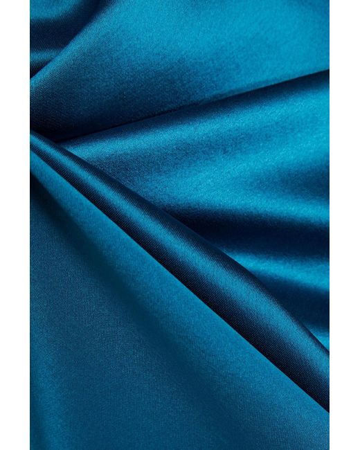 Nicholas Blue Belira Draped Belted Satin-crepe Gown