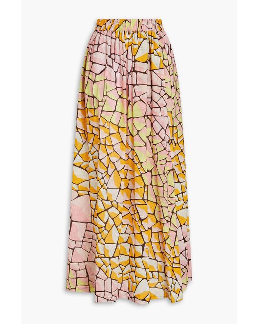 Emilio Pucci Metallic Printed Cotton-voile Maxi Skirt