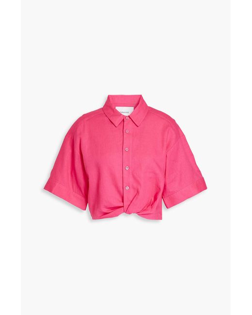 FRAME Pink Cropped hemd aus einer leinenmischung mit twist-detail