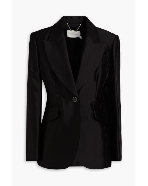 Zimmermann Black Wool And Silk-blend Blazer