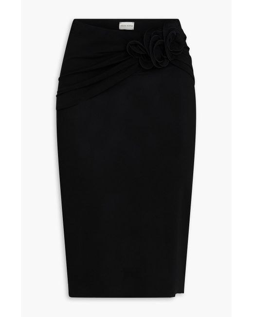 Magda Butrym Black Floral-appliquéd Silk-jersey Skirt