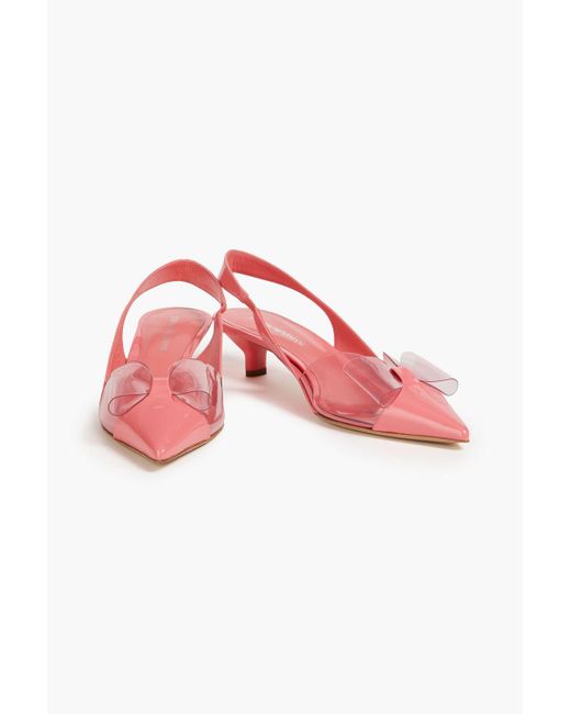 Emporio Armani Pink Bow-detailed Pvc And Patent-leather Slingback Pumps