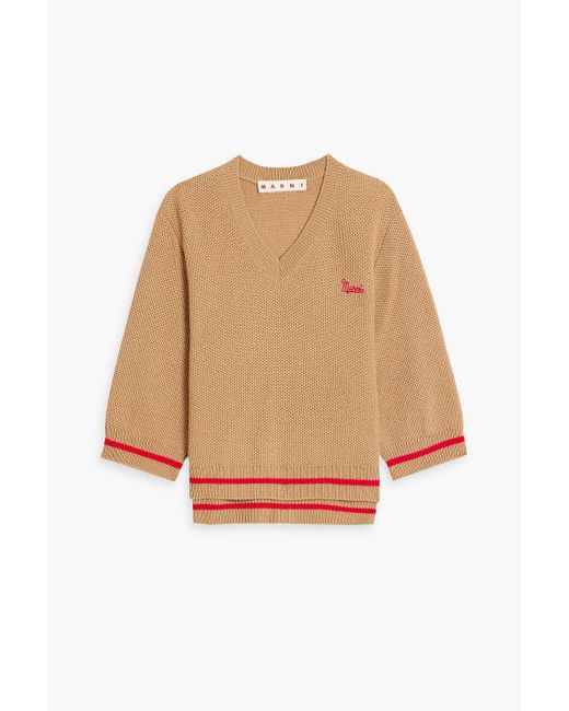 Marni Natural Embroidered Wool Sweater