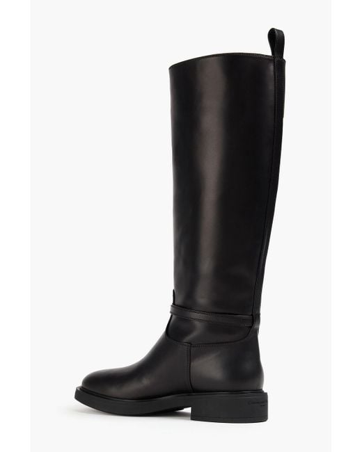 Gianvito Rossi Black Ribbon Cavalier Leather Knee Boots