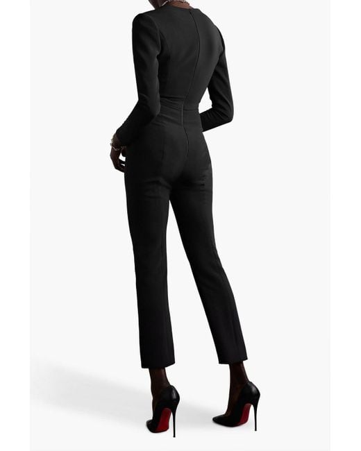 Carolina Herrera Black Convertible Appliquéd Cady Jumpsuit
