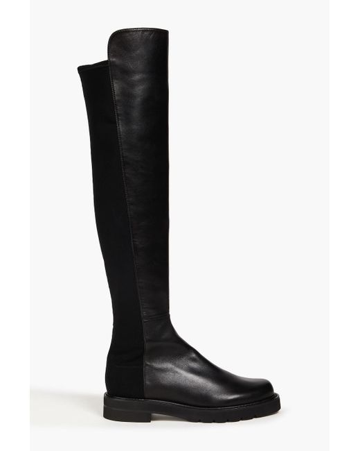 Stuart Weitzman Black Microstretch And Leather Over-the-knee Boots