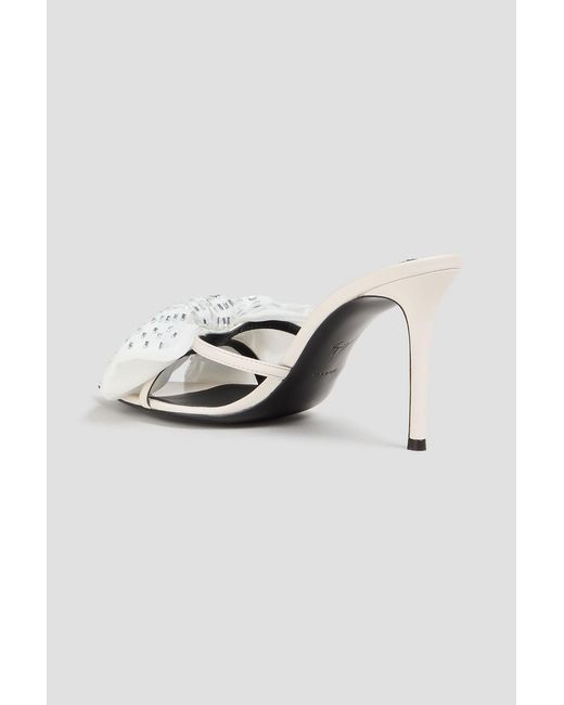Giuseppe Zanotti Metallic Crystal-Embellished Bow-Detailed Patent-Leather Sandals