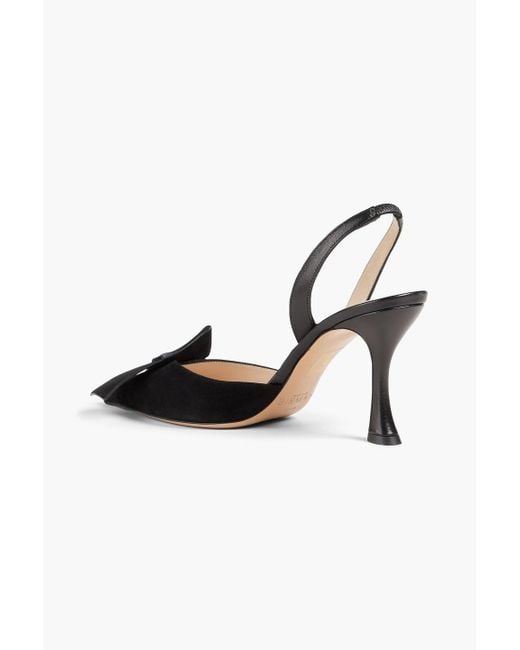 Alexandre Birman Black Bonny 85 Bow-Detailed Suede Slingback Pumps