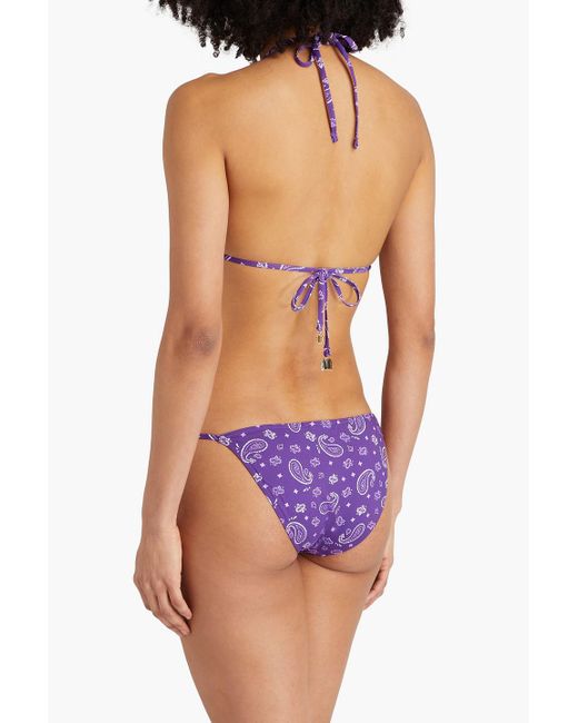 Maje Purple Paisley-print Halterneck Bikini