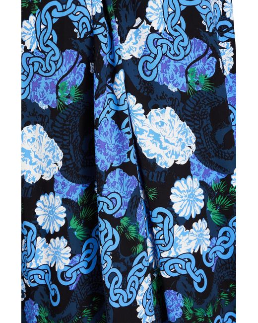 Diane von Furstenberg Blue Silka Cutout Printed Crepe Mini Dress