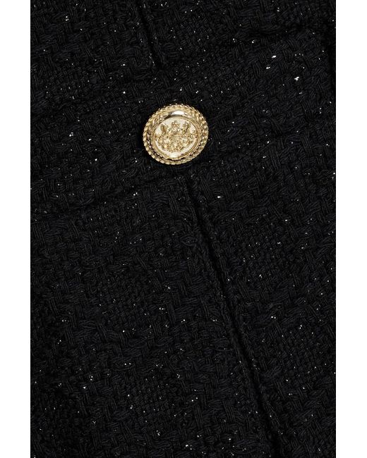 Maje Black Wrap-effect Metallic Tweed Mini Dress