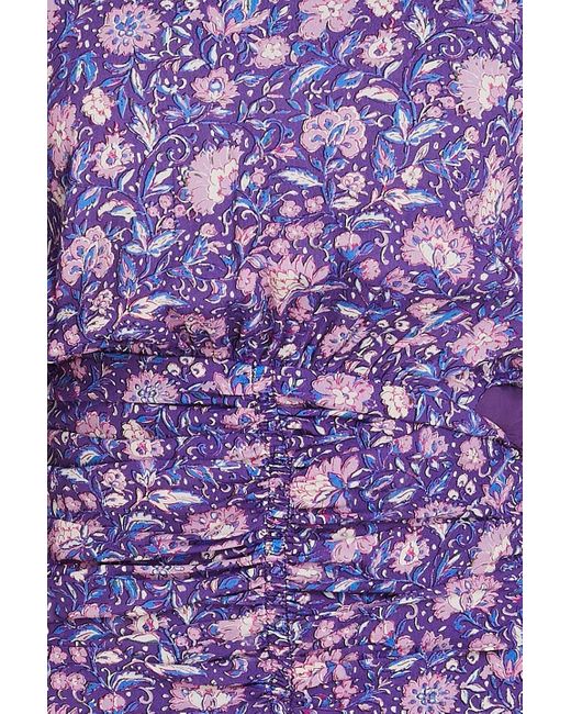 Maje Purple Roleta Cutout Floral-print Crepe De Chine Dress