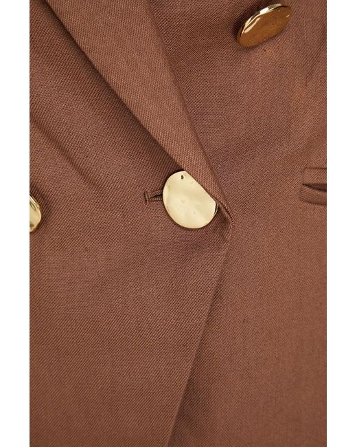 Veronica Beard Brown Elle Double-breasted Linen-blend Twill Blazer