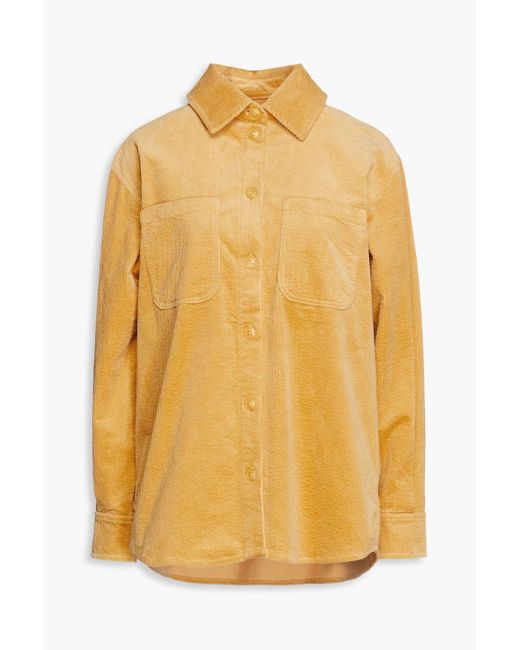 Samsøe & Samsøe Yellow Kyra Organic Cotton-blend Corduroy Shirt