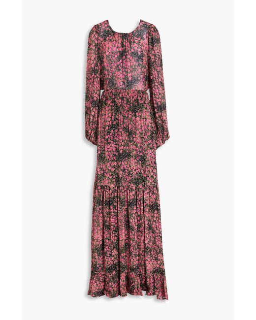 byTiMo Gathered Floral-print Georgette Maxi Dress