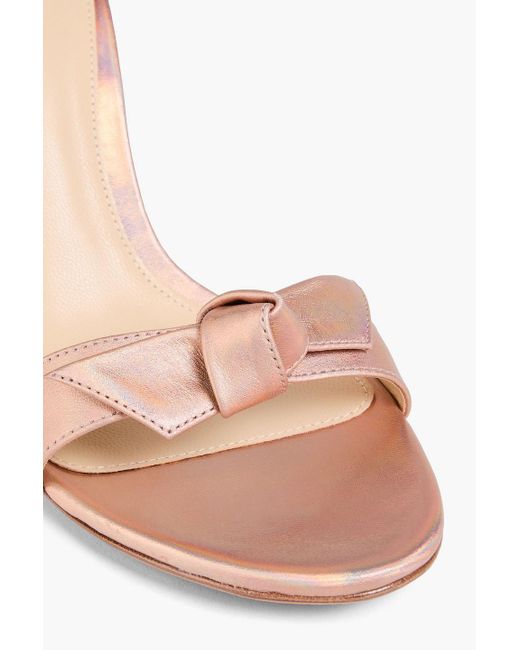 Alexandre Birman Pink Clarita Bow-detailed Iridescent Leather Sandals