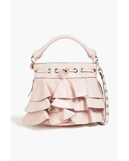 Red(v) Pink Rock Ruffles Leather Bucket Bag