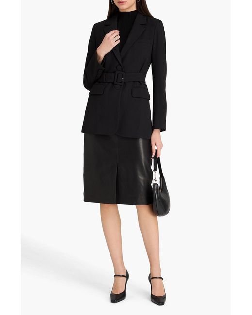 Veronica Beard Black Ryanne Belted Twill Blazer