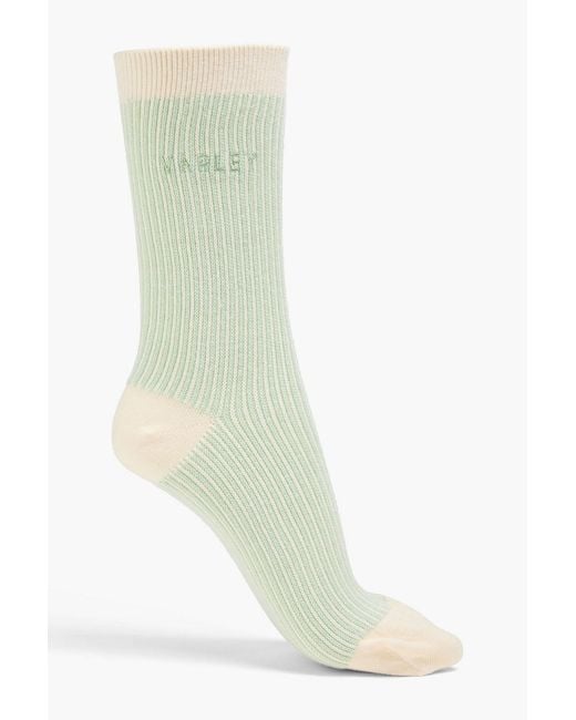 Varley White Ormand Striped Jacquard-knit Socks