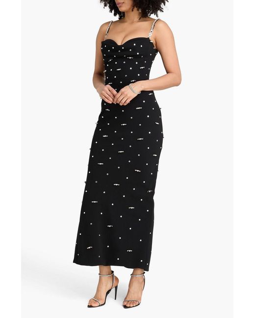 Versace Black Crystal-Embellished Silk-Crepe Maxi Dress