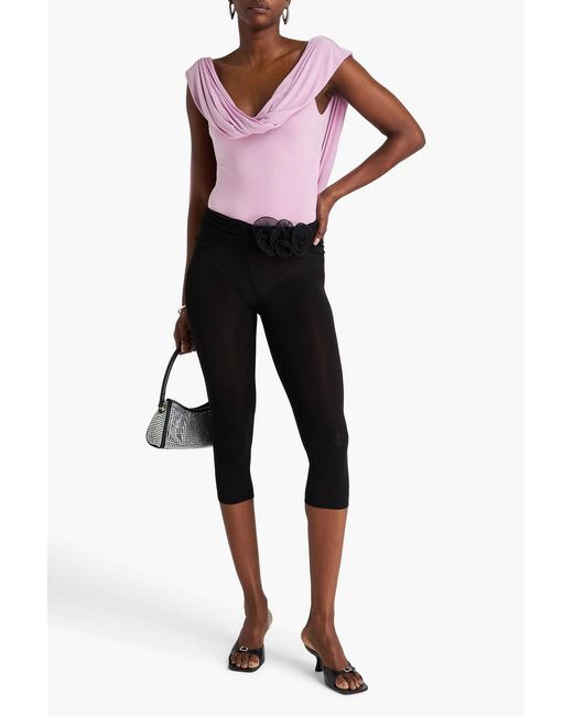 Magda Butrym Pink Draped Cupro-blend Jersey Bodysuit