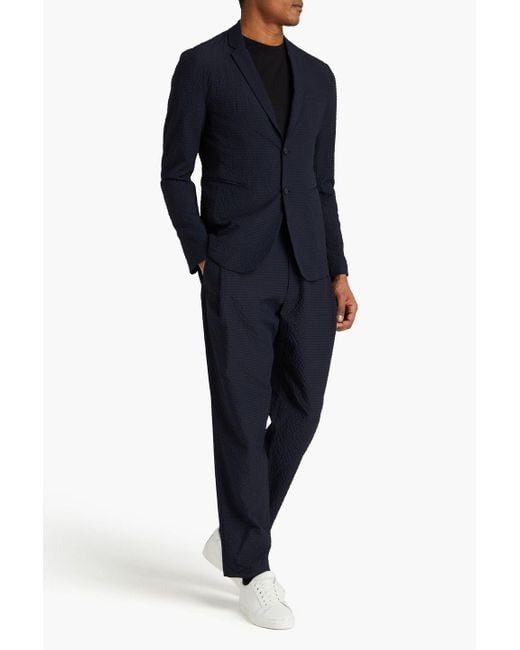 Emporio Armani Blue Seersucker Suit Jacket for men