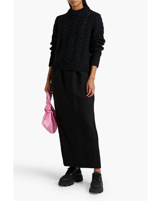CECILIE BAHNSEN Black Open-back Cable-knit Wool And Alpaca-blend Sweater
