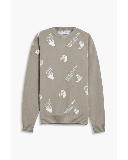 Off-White Printed Jacquard Knit Pullover