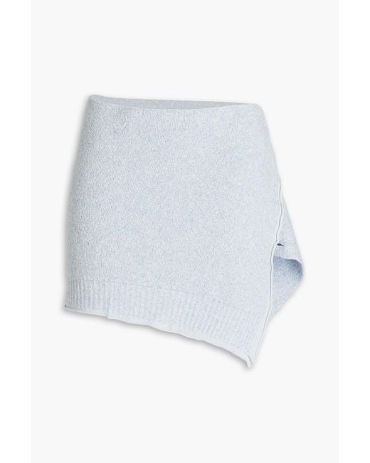 Jacquemus White Bagnu Bouclé Cotton-blend Mini Wrap Skirt
