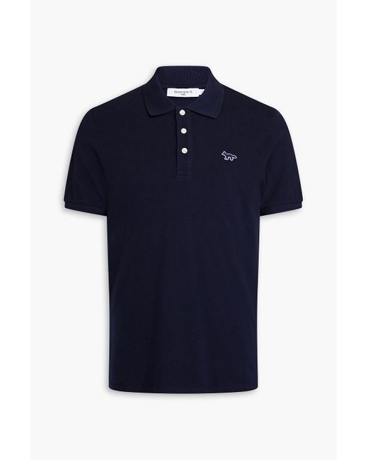 Maison Kitsuné Blue Appliquéd Cotton-piqué Polo Shirt for men