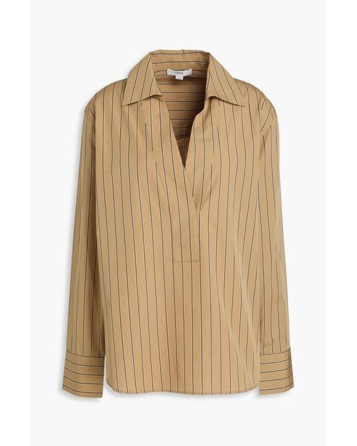 Vince Natural Striped Cotton-Poplin Blouse