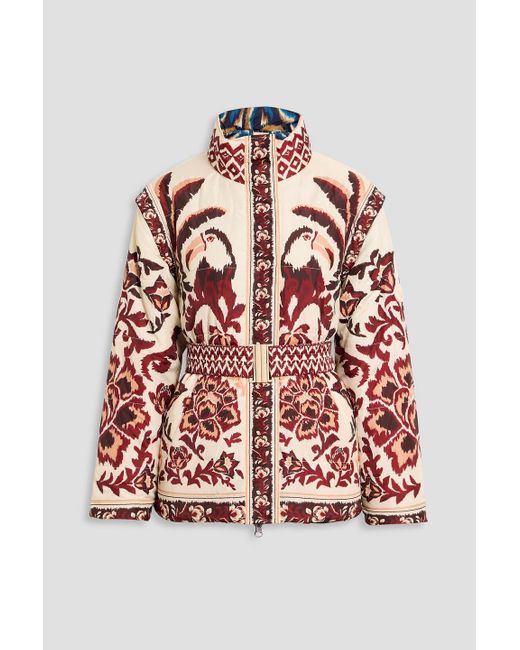 Farm Rio Red Reversible Belted Printed Shell Jacket